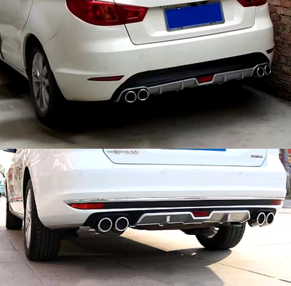 "Car Rear Bumper Lip Diffuser Spoiler with 4-Hole Exhaust Pipe Decoration – Enhance Aerodynamics, Sporty Look, and Performance with Durable, Stylish Design for an Aggressive, High-Performance Vehicle Aesthetic"