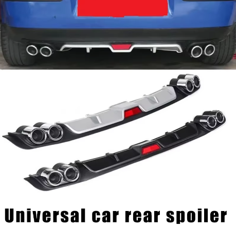 "Car Rear Bumper Lip Diffuser Spoiler with 4-Hole Exhaust Pipe Decoration – Enhance Aerodynamics, Sporty Look, and Performance with Durable, Stylish Design for an Aggressive, High-Performance Vehicle Aesthetic"