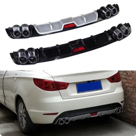 "Car Rear Bumper Lip Diffuser Spoiler with 4-Hole Exhaust Pipe Decoration – Enhance Aerodynamics, Sporty Look, and Performance with Durable, Stylish Design for an Aggressive, High-Performance Vehicle Aesthetic"