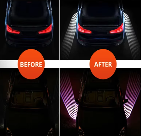 "Upgrade Your Vehicle with Stylish Car Welcome Lamp LED Chassis Projection Lights: Eye-Catching Wings LED Door Lights in White, Blue, Red, and Green for a Unique Angelic Projection Effect"