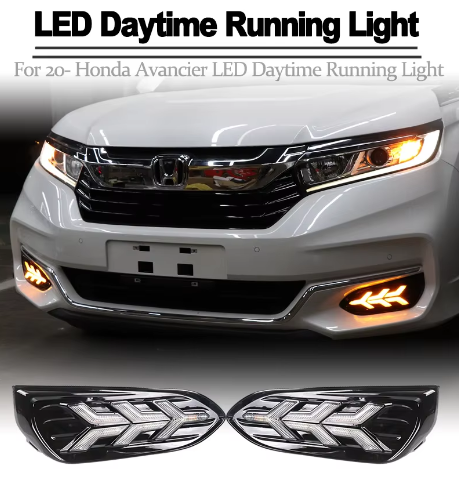 "LED Streamer Three-Color DRL Fog Lamp for Honda Crown Road 2016-2018 - Daylight Signal & Driving Light Modification"