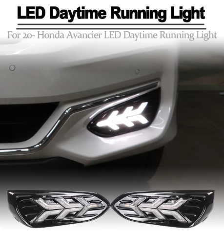 "LED Streamer Three-Color DRL Fog Lamp for Honda Crown Road 2016-2018 - Daylight Signal & Driving Light Modification"