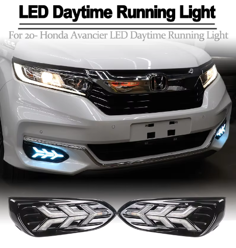 "LED Streamer Three-Color DRL Fog Lamp for Honda Crown Road 2016-2018 - Daylight Signal & Driving Light Modification"