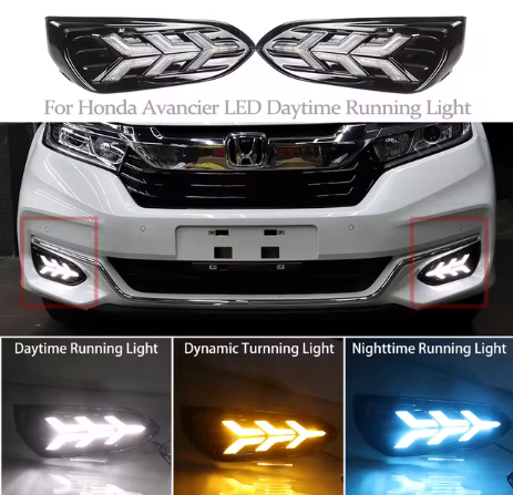 "LED Streamer Three-Color DRL Fog Lamp for Honda Crown Road 2016-2018 - Daylight Signal & Driving Light Modification"