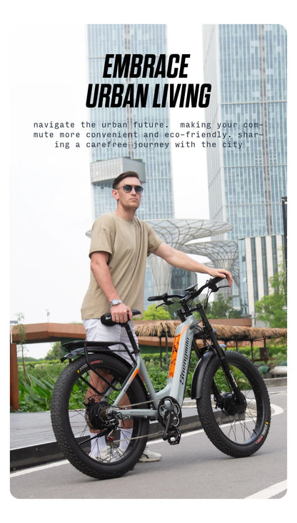 "Shengmilo MX06 Pro Electric Fat Bike – 2000W Brushless Motor, 26" Wheels, 48V 17.5Ah Battery, 31-60 km Range, Luxury Aluminum Alloy Frame, Dual Seat, Max Speed 50 km/h – Powerful, Efficient E-Bike for Adventure"