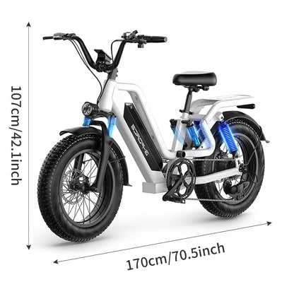 "G-FORCE 1300W Adult City Commuting Road Electric Bicycle with 48V 15AH Battery, 60-Mile Range, 4.0 Fat Tires, and Powerful Mountain Ebike Performance for Ultimate Urban and Off-Road Adventures"