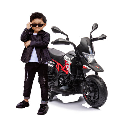 "Licensed Aprilia 12V Electric Motorcycle for Kids with Training Wheels, Spring Suspension, and Battery Powered Dirt Bike – Perfect Toy for Young Riders, Offering Safe and Exciting Outdoor Adventures for Children"