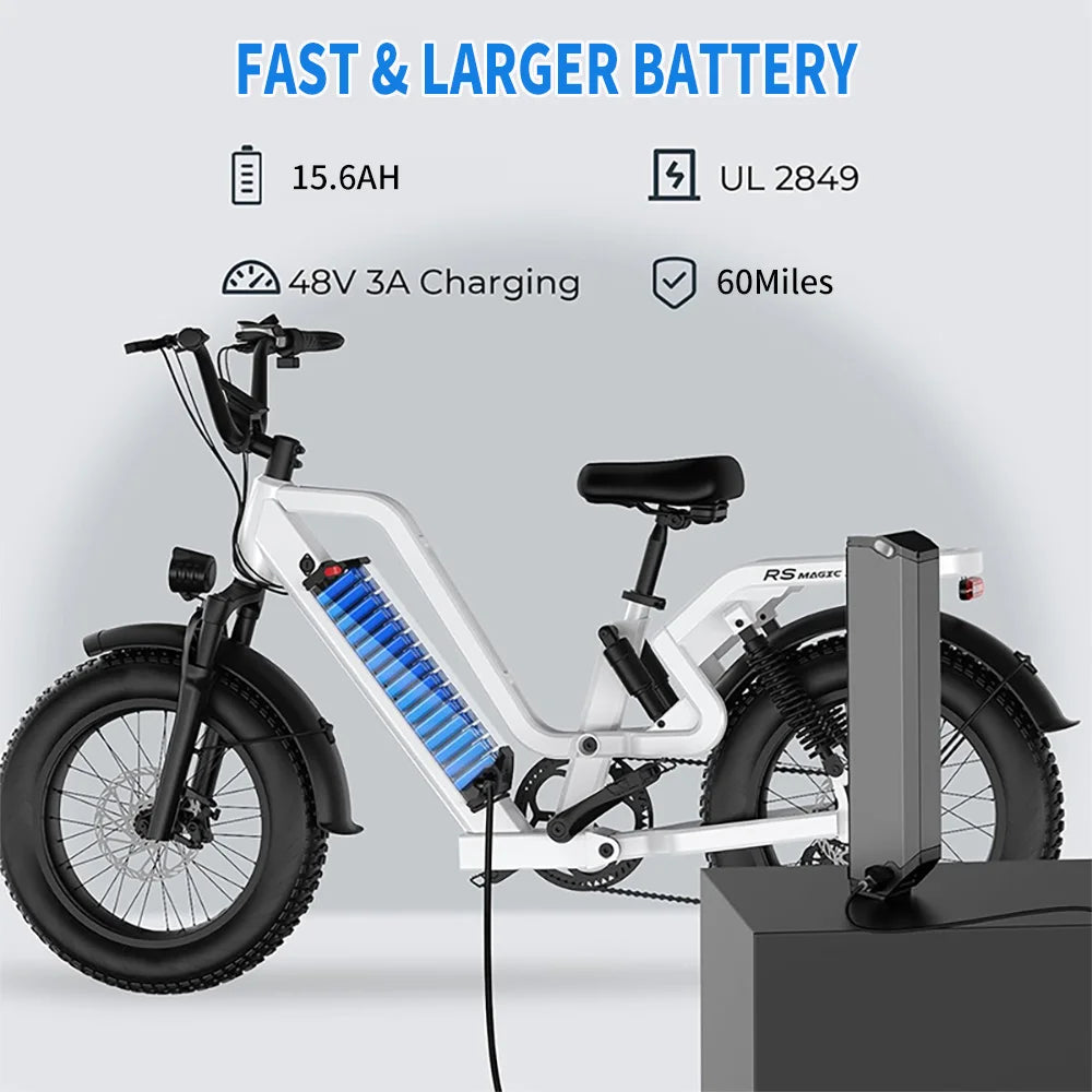 "G-FORCE 1300W Adult City Commuting Road Electric Bicycle with 48V 15AH Battery, 60-Mile Range, 4.0 Fat Tires, and Powerful Mountain Ebike Performance for Ultimate Urban and Off-Road Adventures"