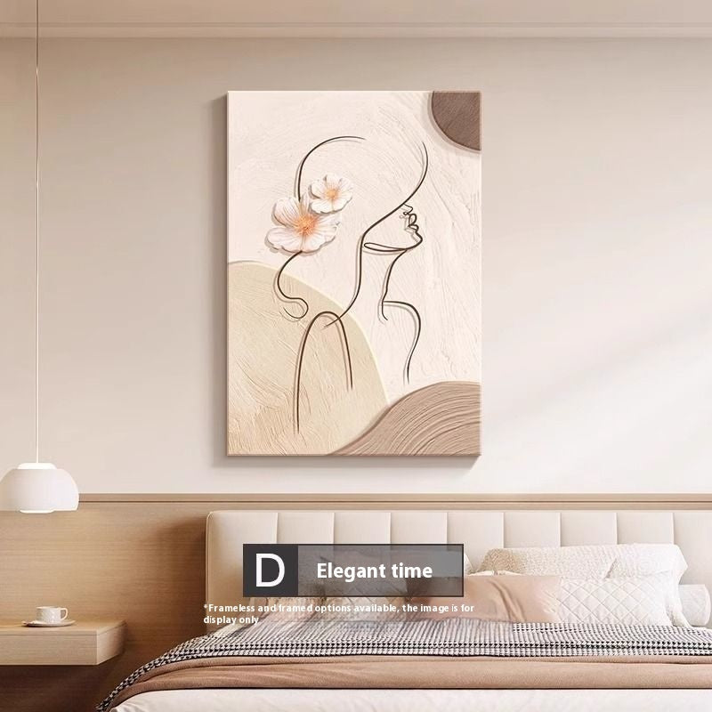 "Elegant Decorative Painting: Cream Style Abstract Line Character Mural on 40x60 cm Cloth Surface, 9mm Thick, No Stroke Design – Perfect Frameless Spray Paint for Unique Home Décor and Hanging Artwork