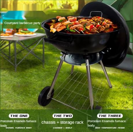 "Home Outdoor BBQ Grill – Portable 3.5-Inch Charcoal Grill with Heat and Pressure-Resistant Design, Ideal for Backyard Grilling, Camping, Picnics, and Tailgating – Compact, Durable, and Easy to Transport"