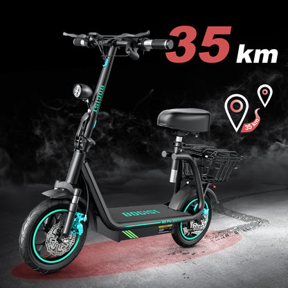 "High-Performance Electric Scooter with 500W Motor, 48V 15Ah Battery, 35-45 Km/h Max Speed, 35-40 Km Road Endurance, 12-Inch Tires – Ideal for Commuting and Outdoor Adventures"