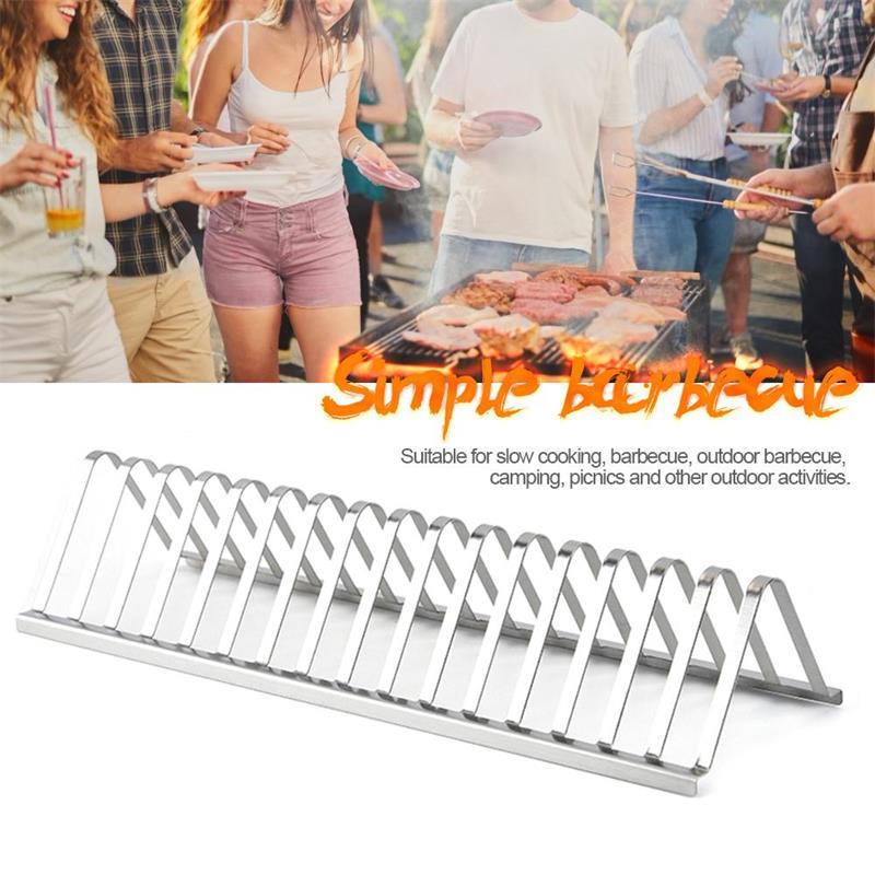 "Stainless Steel Barbecue Grill Holder & Rib Rack – Durable BBQ Smoking Stand for Outdoor Grilling, Roasting Ribs, and Perfect Picnic BBQ Accessories, Ideal for Charcoal and Gas Grills, Easy to Clean and Use"