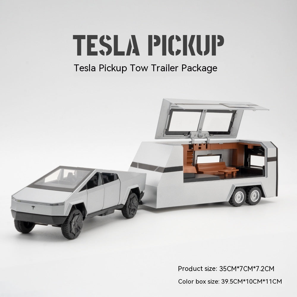 "Tesla CyberTracker-Inspired Simulation 1 to 32 Tesla Pickup Trailer Alloy Car Model Toy – Detailed Replica with Realistic Design, Perfect for Collectors and Enthusiasts of Futuristic Automotive Models"