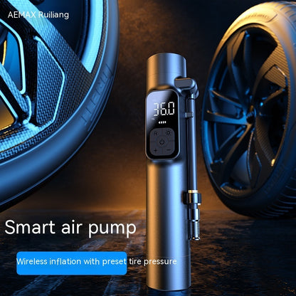 "Wireless Intelligent Car Air Pump with Digital Display: Portable Multifunctional Inflatable Tool for Car, Motorcycle, Bicycle, & Ball – Includes Lighting, Tire Pressure Gauge, USB Charging, and Warning Light (CQ-1)"