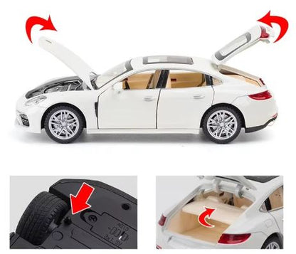 "1:24 Scale Porsche Panamera Diecast Alloy Pull Back Car with Sound & Light - Six-Door Collectible Toy for Children, Perfect Gift in Stylish Box"