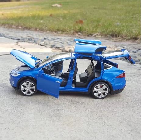 "1:32 Scale Tesla Model X90 High-Simulation Metal Pull-Back Toy Car with Acousto-Optic Features, Flashing Lights, Opening Doors, and Music - Perfect Gift for Kids and Car Enthusiasts"