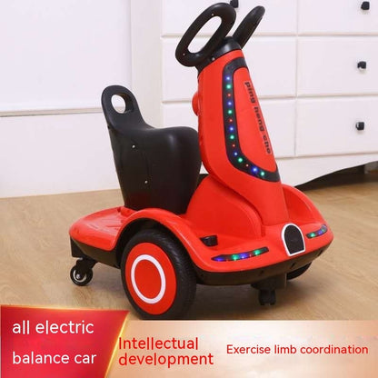 "Children's Electric Transfer Car with Remote Control - Sit-in Dual-Drive Balance Motorcycle, Drifting, Rotating Four-Wheeler with Charging Feature - Perfect Remote-Controlled Ride for Kids"