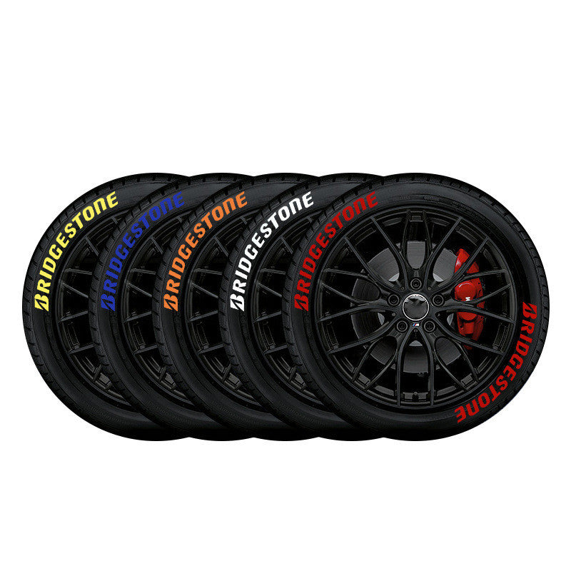 "Personalize Your Ride: 8-Piece 3D Car Tire Letter Stickers for Unique Wheel Decoration - BRIDGESTONE Style, Easy Adhesion, Perfect for Cars and Motorcycles"