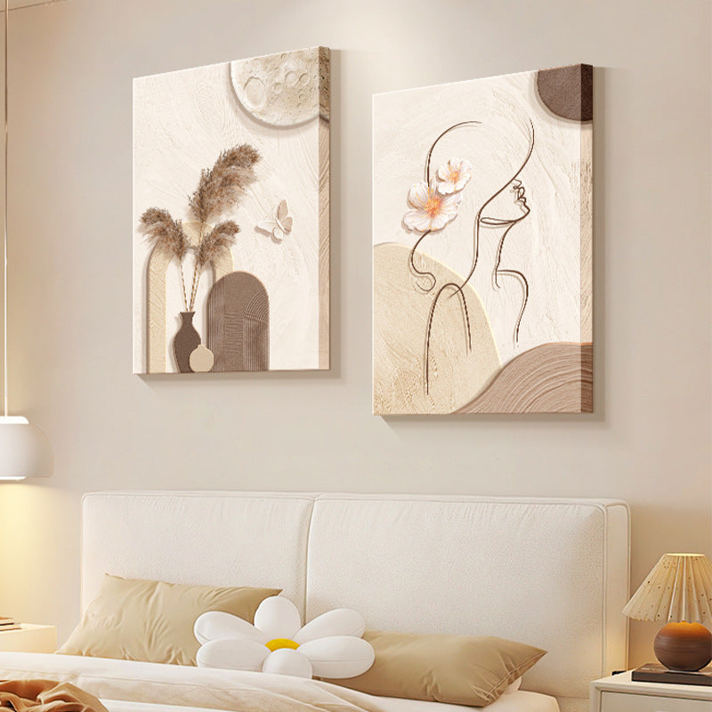 "Elegant Decorative Painting: Cream Style Abstract Line Character Mural on 40x60 cm Cloth Surface, 9mm Thick, No Stroke Design – Perfect Frameless Spray Paint for Unique Home Décor and Hanging Artwork