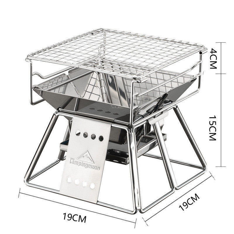 "Portable Stainless Steel BBQ Grill with Non-Stick Surface - Folding, Compact Barbecue Grill for Outdoor Camping, Picnics, and Tailgating - Easy to Carry, Durable, and Perfect for Outdoor Cooking Adventures"