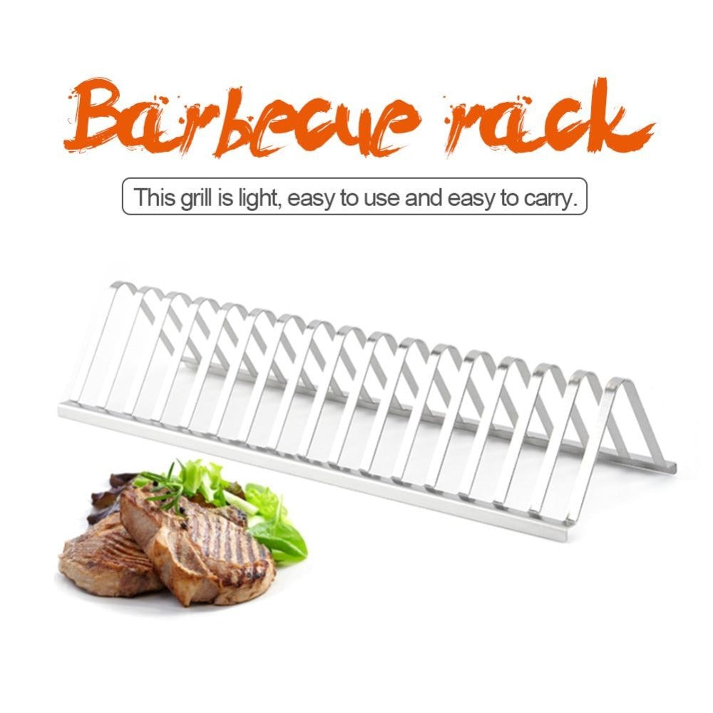 "Stainless Steel Barbecue Grill Holder & Rib Rack – Durable BBQ Smoking Stand for Outdoor Grilling, Roasting Ribs, and Perfect Picnic BBQ Accessories, Ideal for Charcoal and Gas Grills, Easy to Clean and Use"