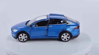 "1:32 Scale Tesla Model X90 High-Simulation Metal Pull-Back Toy Car with Acousto-Optic Features, Flashing Lights, Opening Doors, and Music - Perfect Gift for Kids and Car Enthusiasts"