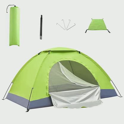 "Outdoor Double Camping Tent – Single-Layer, Lightweight, Waterproof, and Easy to Assemble with Fiberglass Poles – Ideal for Picnic, Mountaineering, Fishing, and Adventure"