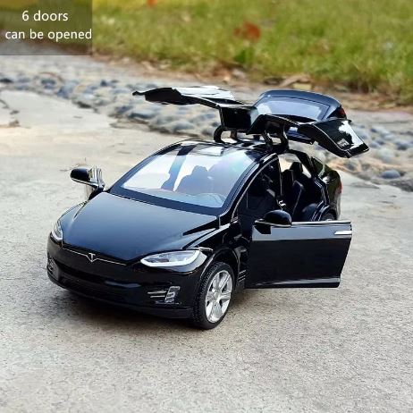 "1:32 Scale Tesla Model X90 High-Simulation Metal Pull-Back Toy Car with Acousto-Optic Features, Flashing Lights, Opening Doors, and Music - Perfect Gift for Kids and Car Enthusiasts"