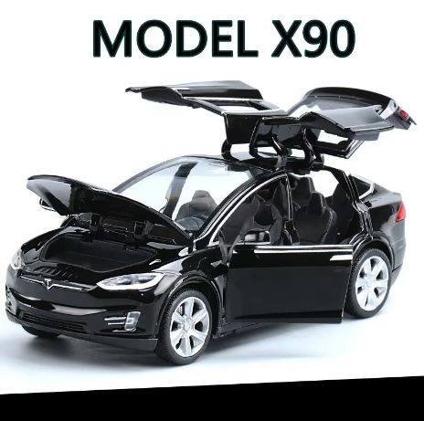 "1:32 Scale Tesla Model X90 High-Simulation Metal Pull-Back Toy Car with Acousto-Optic Features, Flashing Lights, Opening Doors, and Music - Perfect Gift for Kids and Car Enthusiasts"