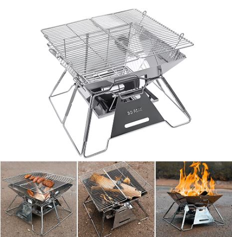 "Portable Stainless Steel BBQ Grill with Non-Stick Surface - Folding, Compact Barbecue Grill for Outdoor Camping, Picnics, and Tailgating - Easy to Carry, Durable, and Perfect for Outdoor Cooking Adventures"